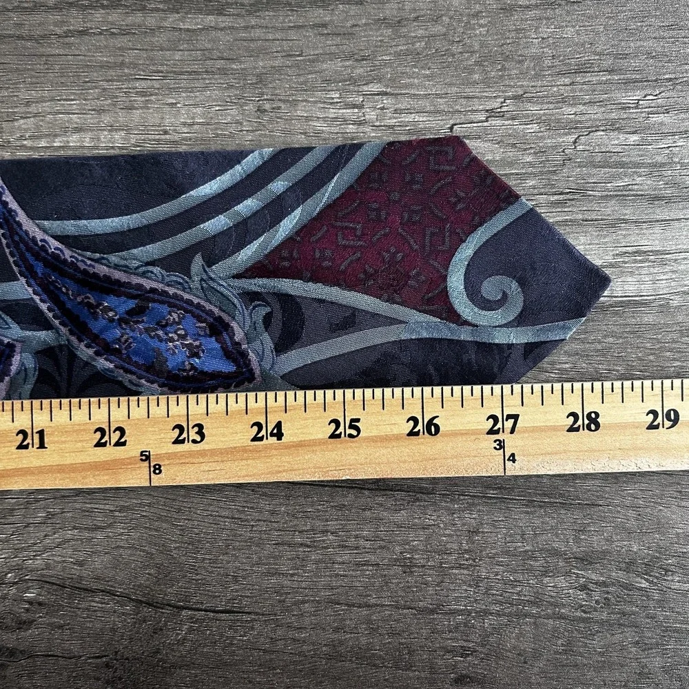 Countess Mara Tie Mens Classic Paisley Silk Navy‎ Blue Red Patterned Necktie 90s